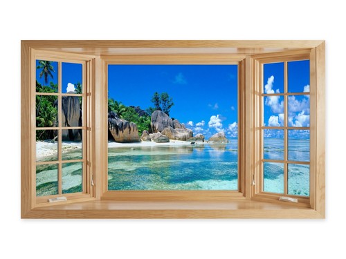 Bay window wall sticker - 3d,